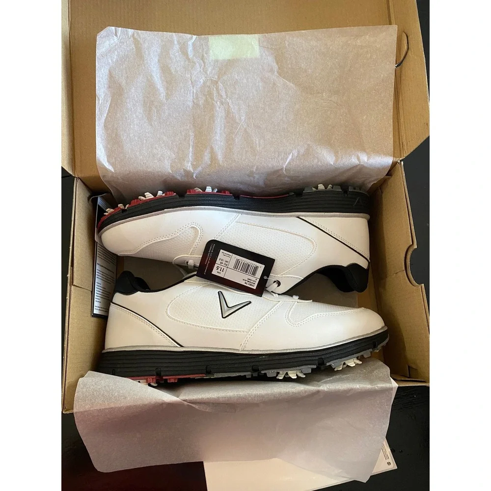 Callaway Chev TR Golf Shoes Men 11.5 White Black Waterproof Cleated CG113WK - Picture 1 of 6
